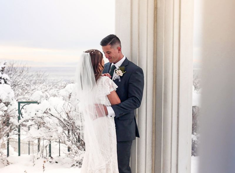 Couple in black tie at sunset, filmed by Vow & Valley
